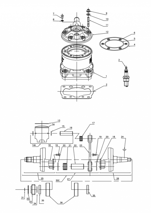 CYLINDER AND CRANK